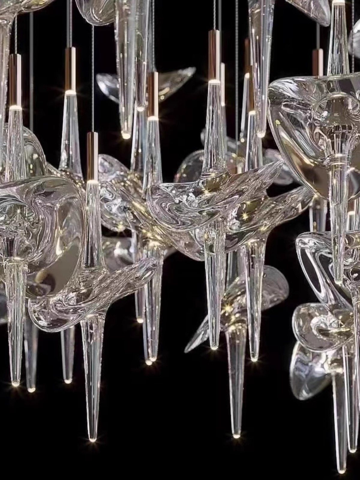 Custom Large Project LED Blown Glass Chandelier Fantasy Clear Spaceship Modern Hotel Lobby Villa Pendant Light (2) Custom Large Project LED Blown Glass Chandelier Fantasy Clear Spaceship Modern Hotel Lobby Villa Pendant Light (2)