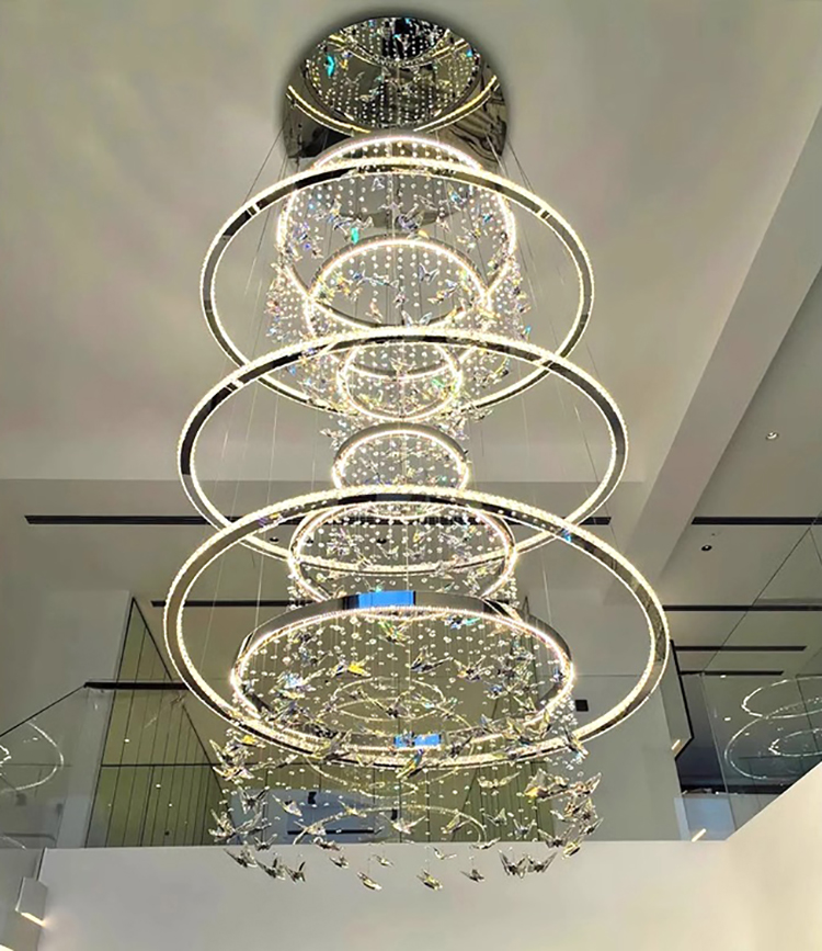Luxury Custom Lighting Indoor Decoration Hotel Lobby Villa Staircase Ring Butterfly Crystal Led Chandelier (2) Luxury Custom Lighting Indoor Decoration Hotel Lobby Villa Staircase Ring Butterfly Crystal Led Chandelier (2)