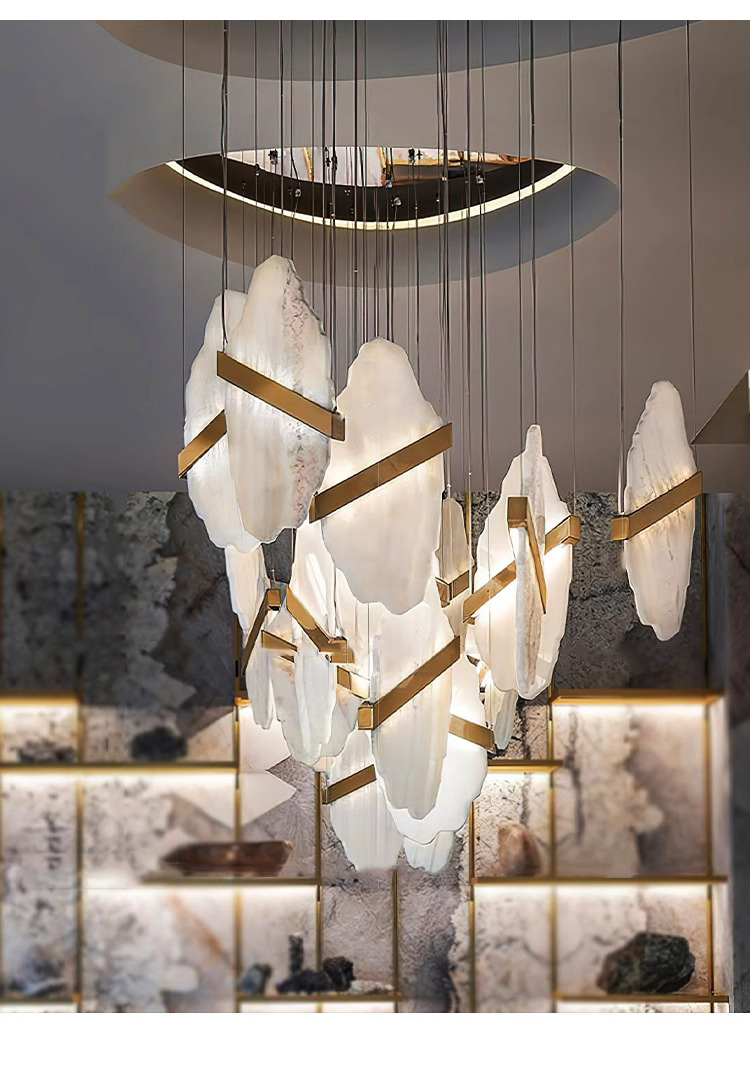 Spanish Unique Alabaster Strip Chandeliers Illa Hotel Conference Room Linear Hanging Chandelier Pendant Lights (2) Spanish Unique Alabaster Strip Chandeliers Illa Hotel Conference Room Linear Hanging Chandelier Pendant Lights (2)