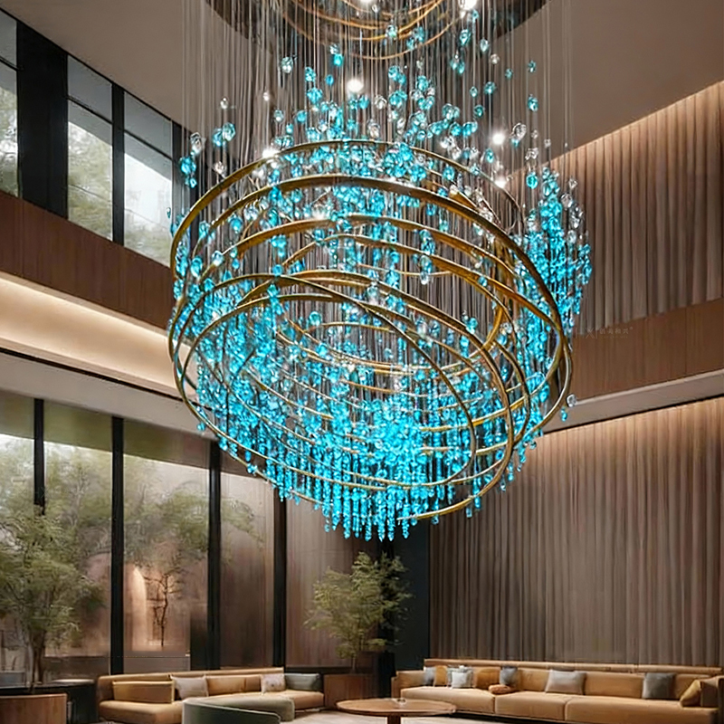 Hotel Lobby Project Large Custom Banquet Hall Villa Luxury Crystal Chandelier Pendant Lighting (2) Hotel Lobby Project Large Custom Banquet Hall Villa Luxury Crystal Chandelier Pendant Lighting (2)