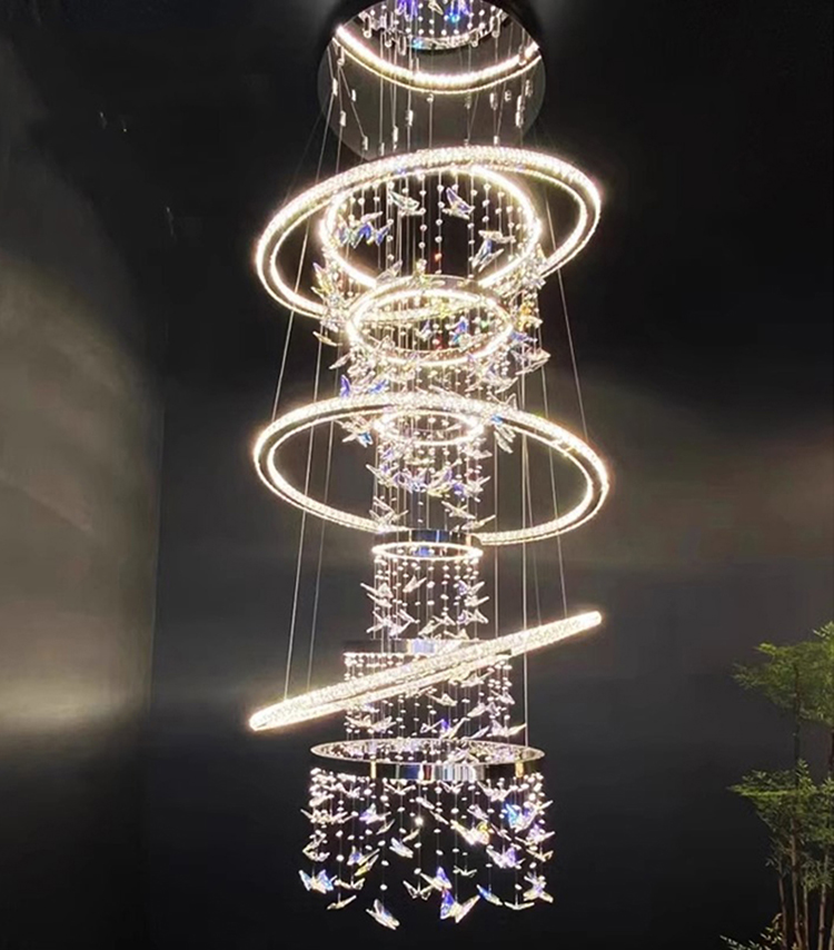 Luxury Custom Lighting Indoor Decoration Hotel Lobby Villa Staircase Ring Butterfly Crystal Led Chandelier (3) Luxury Custom Lighting Indoor Decoration Hotel Lobby Villa Staircase Ring Butterfly Crystal Led Chandelier (3)