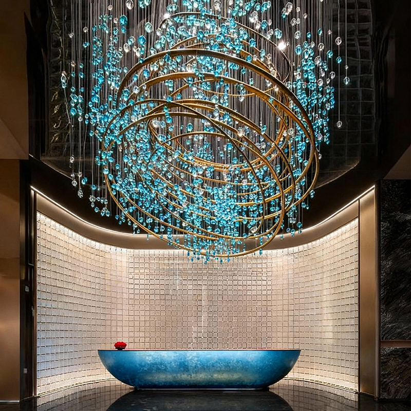 Hotel Lobby Project Large Custom Banquet Hall Villa Luxury Crystal Chandelier Pendant Lighting (5) Hotel Lobby Project Large Custom Banquet Hall Villa Luxury Crystal Chandelier Pendant Lighting (5)