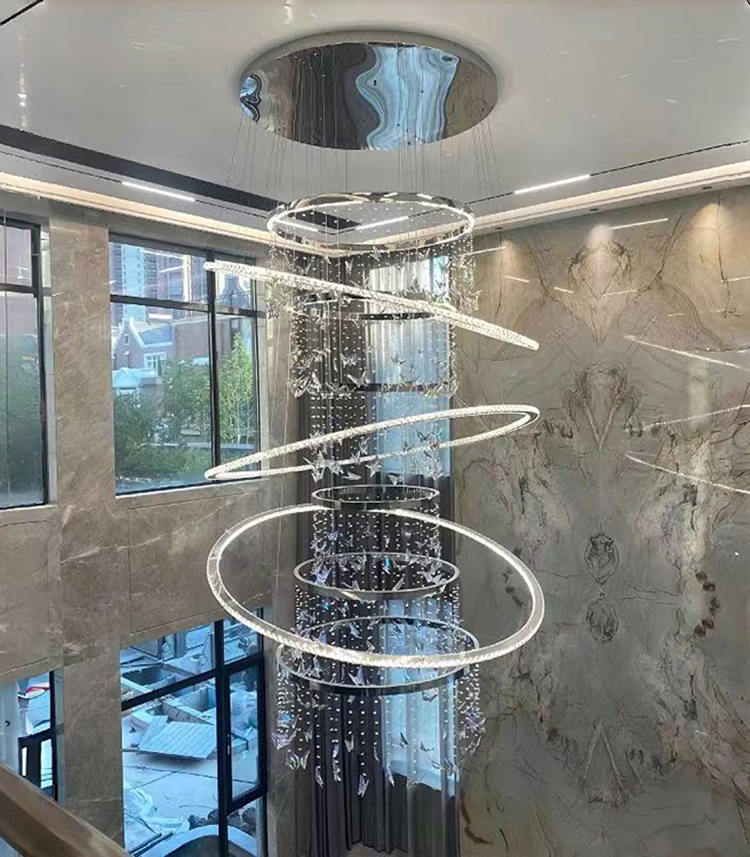 Luxury Custom Lighting Indoor Decoration Hotel Lobby Villa Staircase Ring Butterfly Crystal Led Chandelier (5) Luxury Custom Lighting Indoor Decoration Hotel Lobby Villa Staircase Ring Butterfly Crystal Led Chandelier (5)