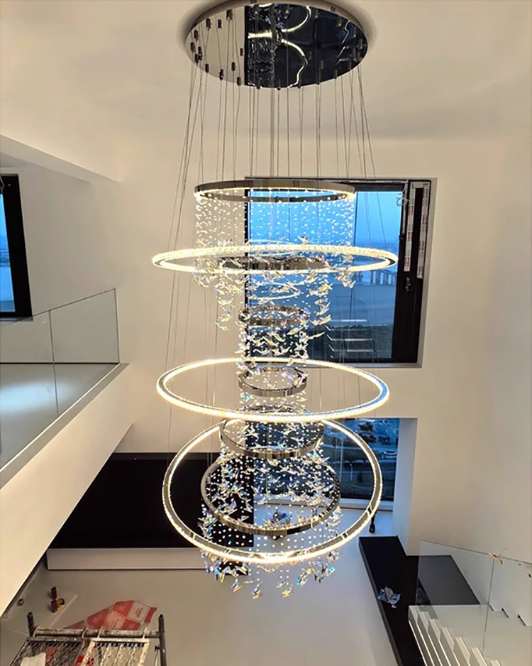Luxury Custom Lighting Indoor Decoration Hotel Lobby Villa Staircase Ring Butterfly Crystal Led Chandelier (1) Luxury Custom Lighting Indoor Decoration Hotel Lobby Villa Staircase Ring Butterfly Crystal Led Chandelier (1)