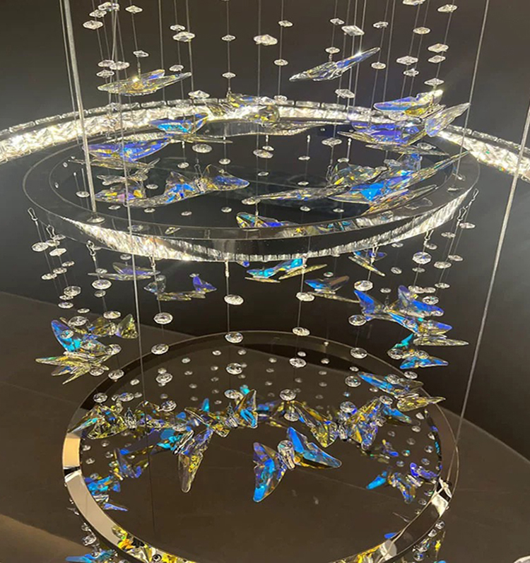 Luxury Custom Lighting Indoor Decoration Hotel Lobby Villa Staircase Ring Butterfly Crystal Led Chandelier (7) Luxury Custom Lighting Indoor Decoration Hotel Lobby Villa Staircase Ring Butterfly Crystal Led Chandelier (7)