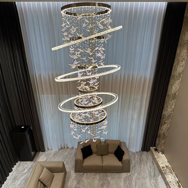 Luxury Custom Lighting Indoor Decoration Hotel Lobby Villa Staircase Ring Butterfly Crystal Led Chandelier (4) Luxury Custom Lighting Indoor Decoration Hotel Lobby Villa Staircase Ring Butterfly Crystal Led Chandelier (4)