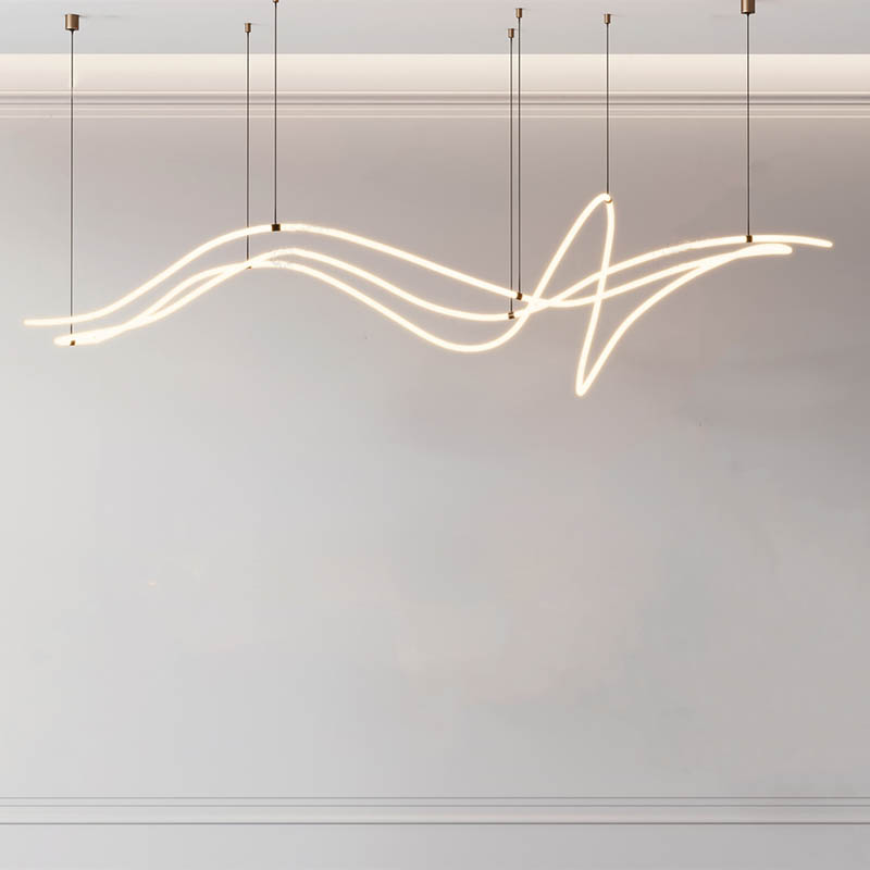 Interior Decoration Ceiling Slats High Bay Black and White Modern Custom Linear Led Pendant Lighting Chandelier