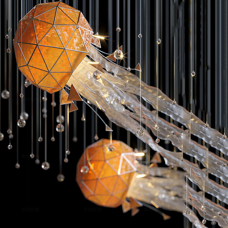 Modern Custom Acrylic bar Counter Rotating Jellyfish Pendant Light