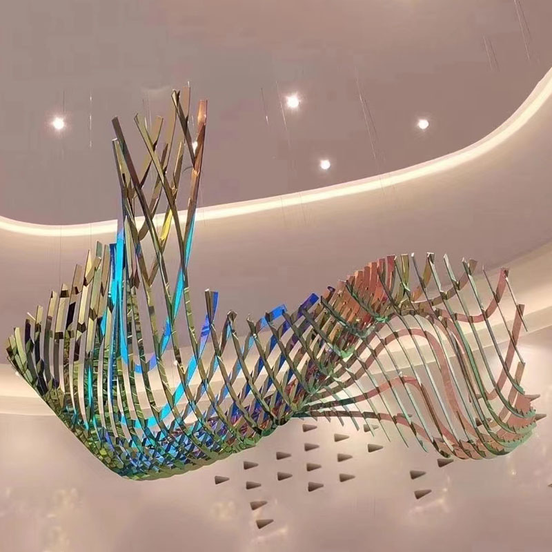 Acrylic Curved Colorful Decorative Chandelier for Hotel Lobby And Shopping Mall