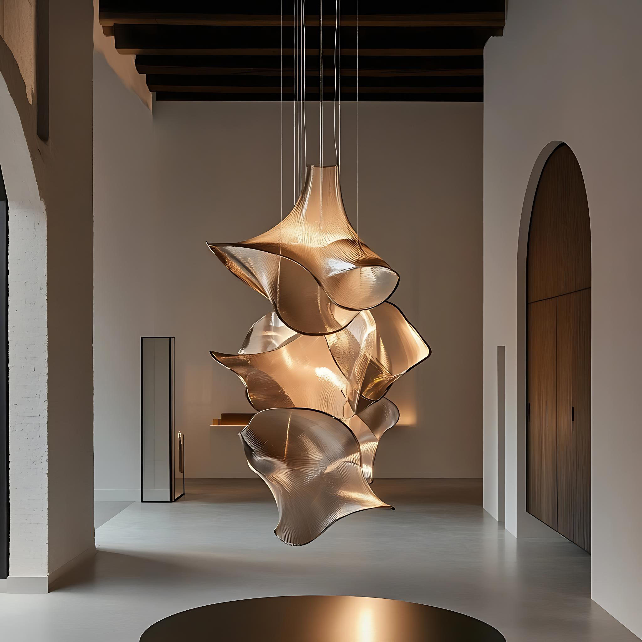 Modern Lobby Hanging Spiral Clear Acrylic Pendant Lamp Chandelier