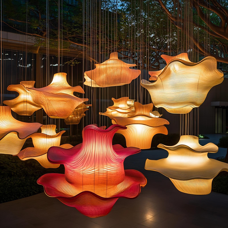 Modern Lobby Hanging Spiral Clear Acrylic Pendant Lamp Chandelier