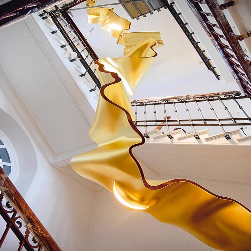 Hanging Minimalist Banquet Hall Villa Stair Chandeliers Modern Luxury Pendant Light Custom Large Led Chandelier (2)