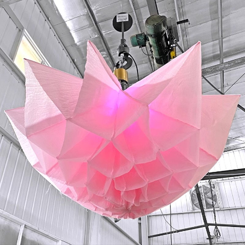 Large Electric Flowers Led Open and Close Lighting Automatically Mechanical Kinetic Lifting Flower Electrical Chandelier
