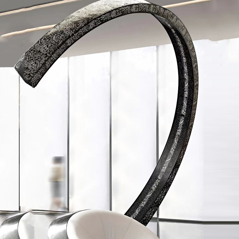 Circular stainless steel decorative lighting fixture for the hotel lobby