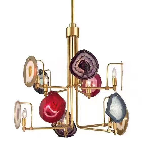 Natural agate living room villa custom chandelier