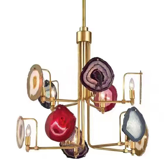 Natural agate living room villa custom chandelier