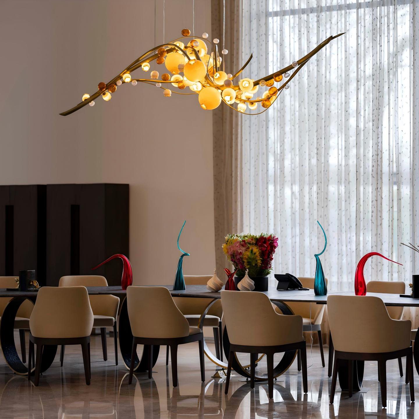 Engineering Decoration Hotel Lobby Villa Hall Modern Minimalist Glass Stainless Steel Custom Chandelier Pendant Light