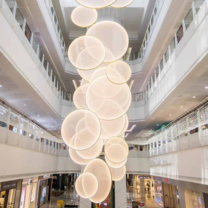 Large Modern Art Custom Interior Decoration Chandeliers High Ceiling Hotel Lobby Showroom Design Fabric Chandelier