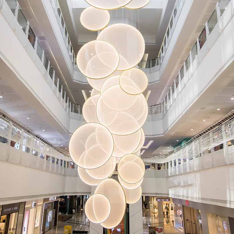 Large Modern Art Custom Interior Decoration Chandeliers High Ceiling Hotel Lobby Showroom Design Fabric Chandelier