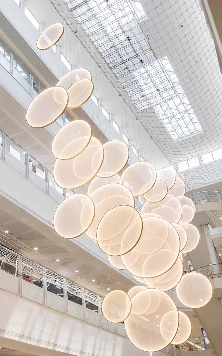 Large Modern Art Custom Interior Decoration Chandeliers High Ceiling Hotel Lobby Showroom Design Fabric Chandelier (7)