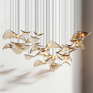 Modern Hotel Lobby Villa Decoration Pendant Light Custom Large Project LED Glass Chandelier