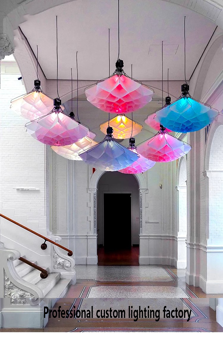 Large Electric Flowers Led Open and Close Lighting Automatically Mechanical Kinetic Lifting Flower Electrical Chandelier (6)