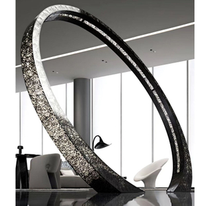Circular stainless steel decorative lighting fixture for the hotel lobby