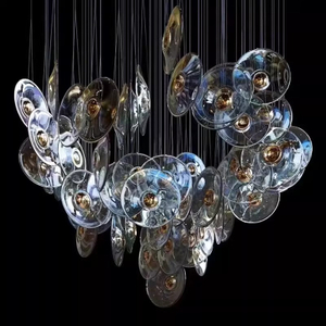 Customized Colorful Glass Chandelier for Hotel Lobby Staircase Project