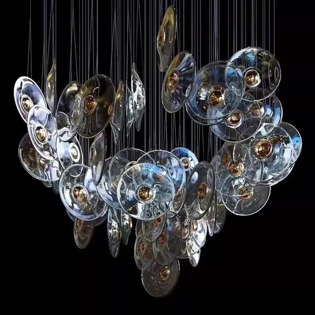 Customized Colorful Glass Chandelier for Hotel Lobby Staircase Project