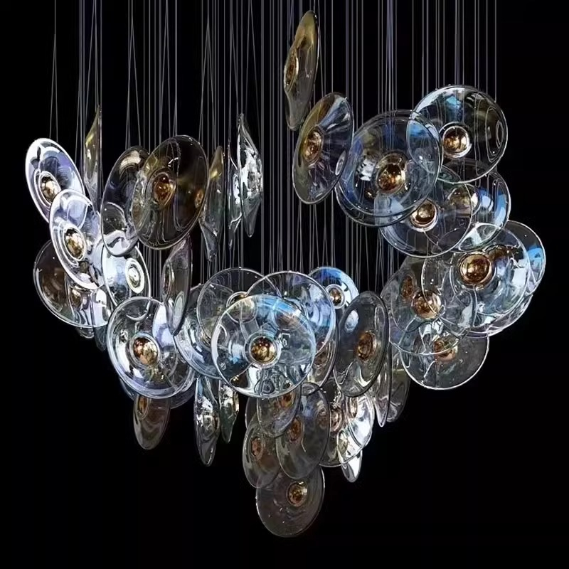Customized Colorful Glass Chandelier for Hotel Lobby Staircase Project