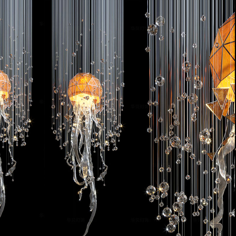 Modern Custom Acrylic bar Counter Rotating Jellyfish Pendant Light