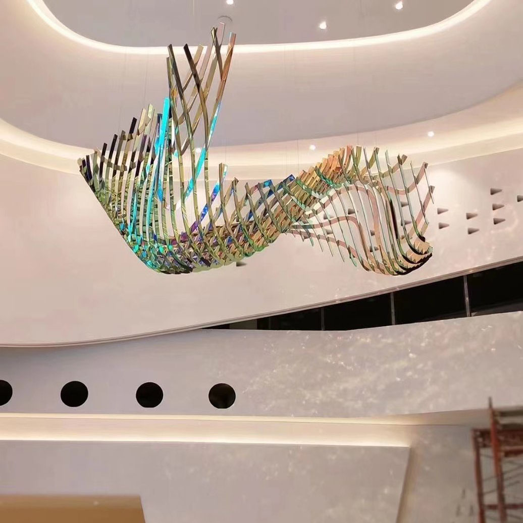 Acrylic Curved Colorful Decorative Chandelier for Hotel Lobby And Shopping Mall