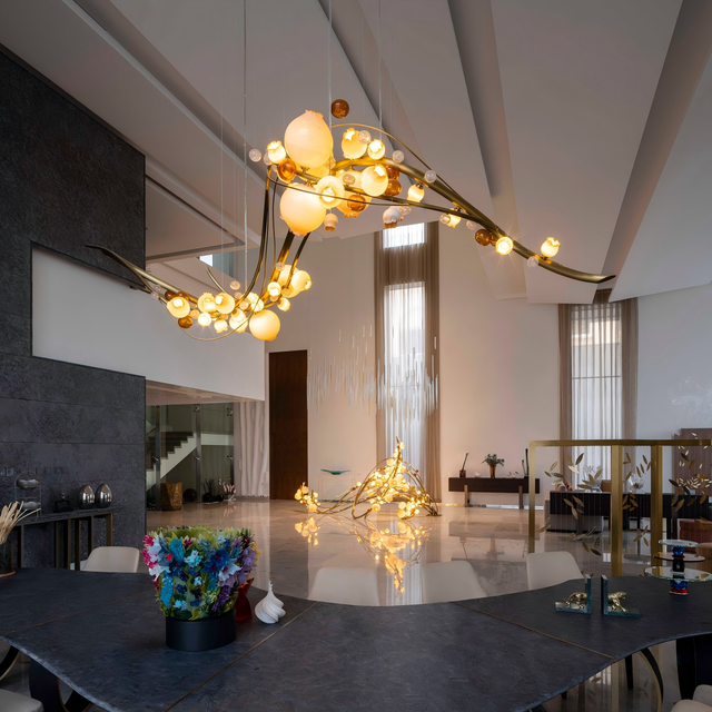Engineering Decoration Hotel Lobby Villa Hall Modern Minimalist Glass Stainless Steel Custom Chandelier Pendant Light