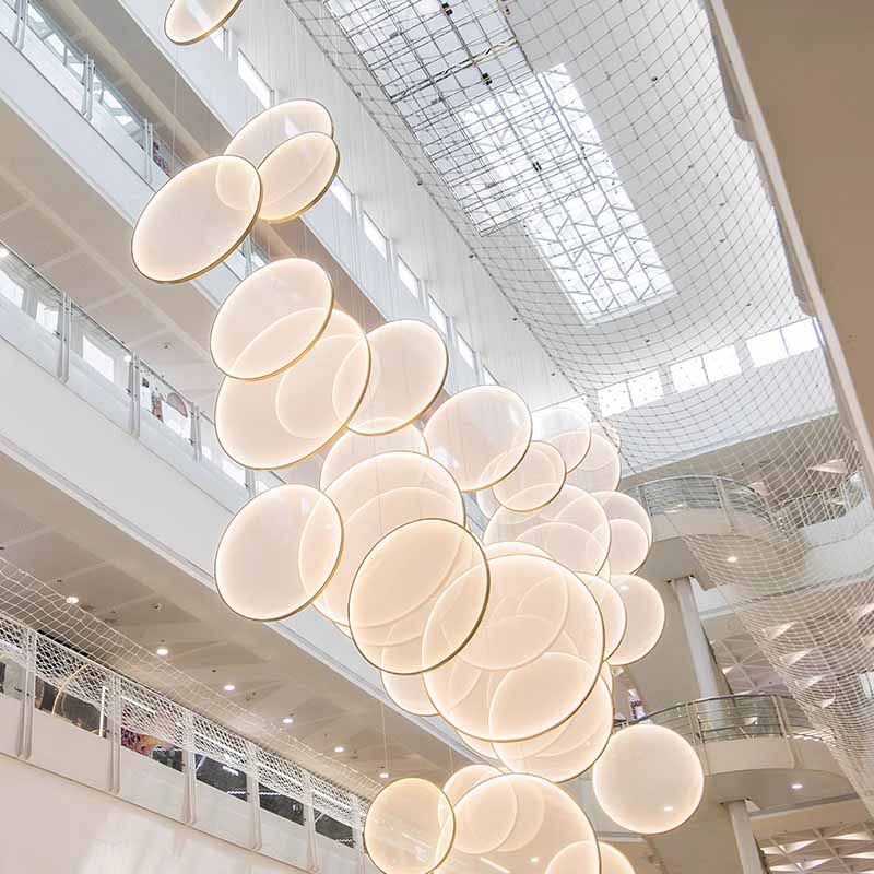 Large Modern Art Custom Interior Decoration Chandeliers High Ceiling Hotel Lobby Showroom Design Fabric Chandelier
