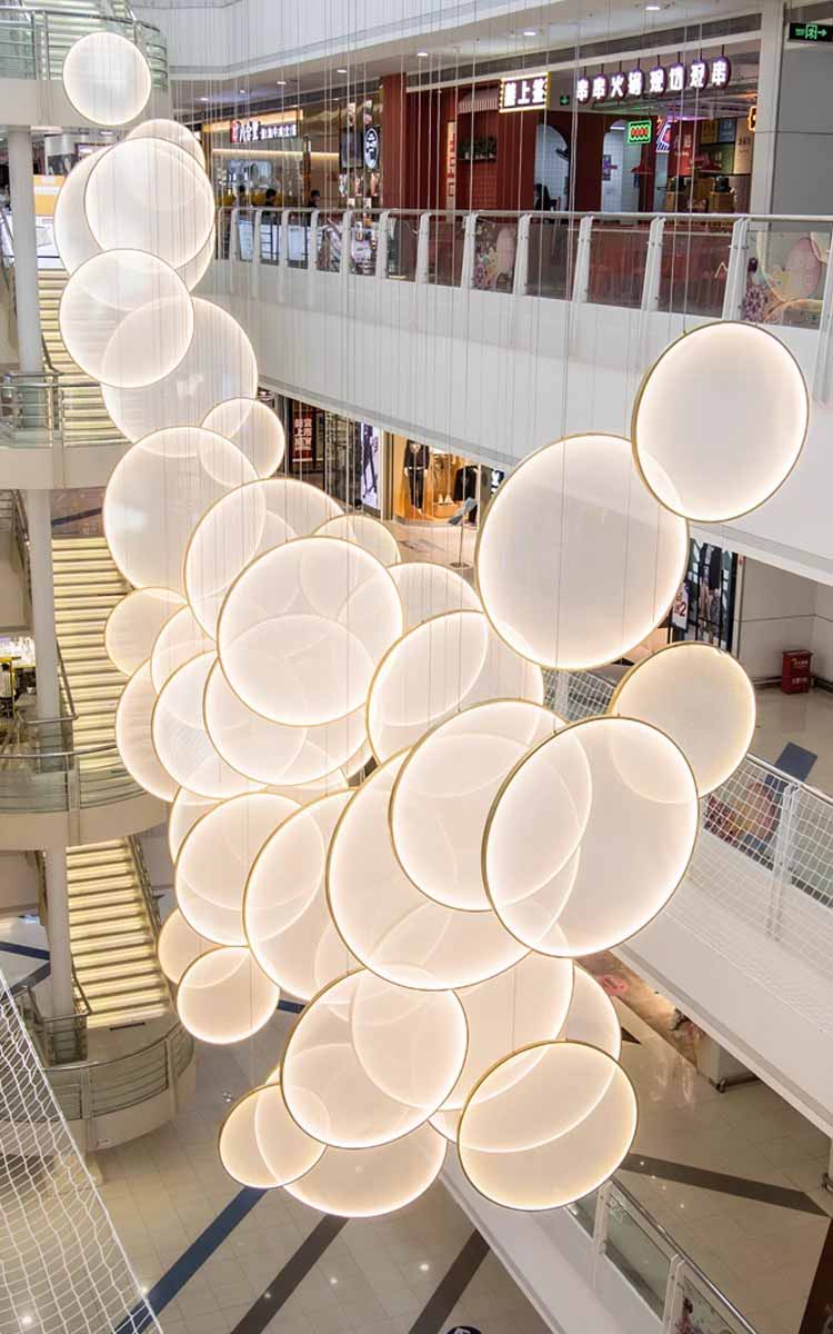 Large Modern Art Custom Interior Decoration Chandeliers High Ceiling Hotel Lobby Showroom Design Fabric Chandelier (8)