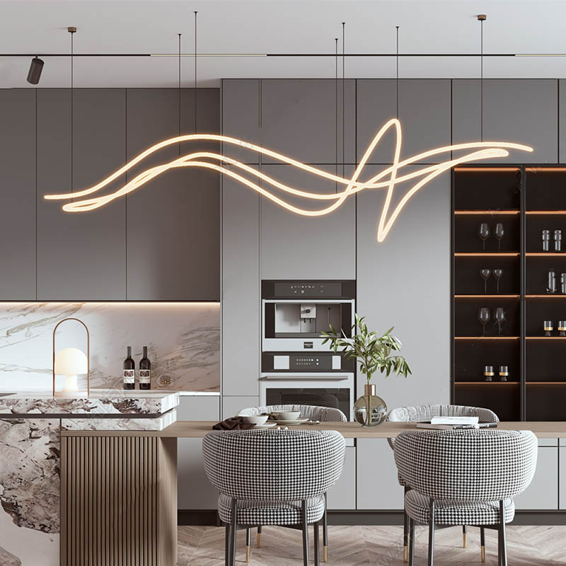 Interior Decoration Ceiling Slats High Bay Black and White Modern Custom Linear Led Pendant Lighting Chandelier