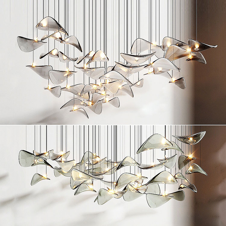 Modern Hotel Lobby Villa Decoration Pendant Light Custom Large Project LED Glass Chandelier