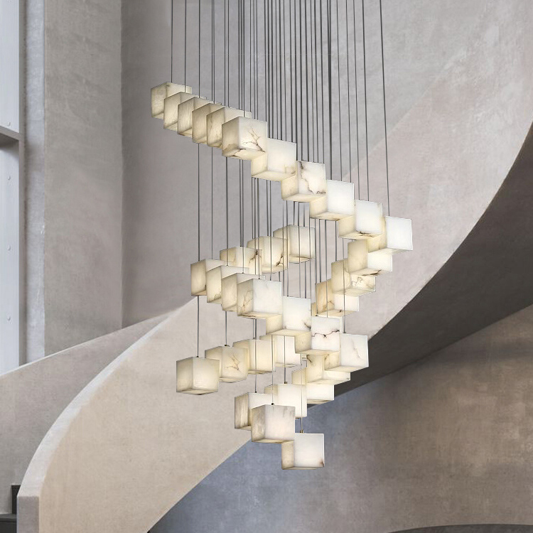 Simple Lamps Long Line Small Chandelier Stairs Restaurant Hotel Lobby Lamp Jade Villa bar bar Chandeliers Pendant Lighits