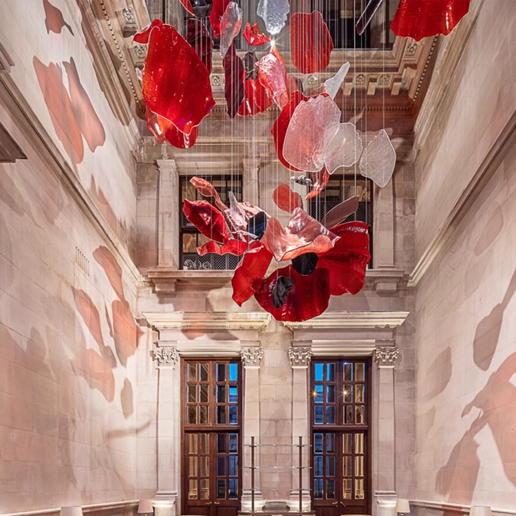 Customized Hotel Lobby Large Lamp Stair Hanging Modern Glass Decorative Lighting Chandelier