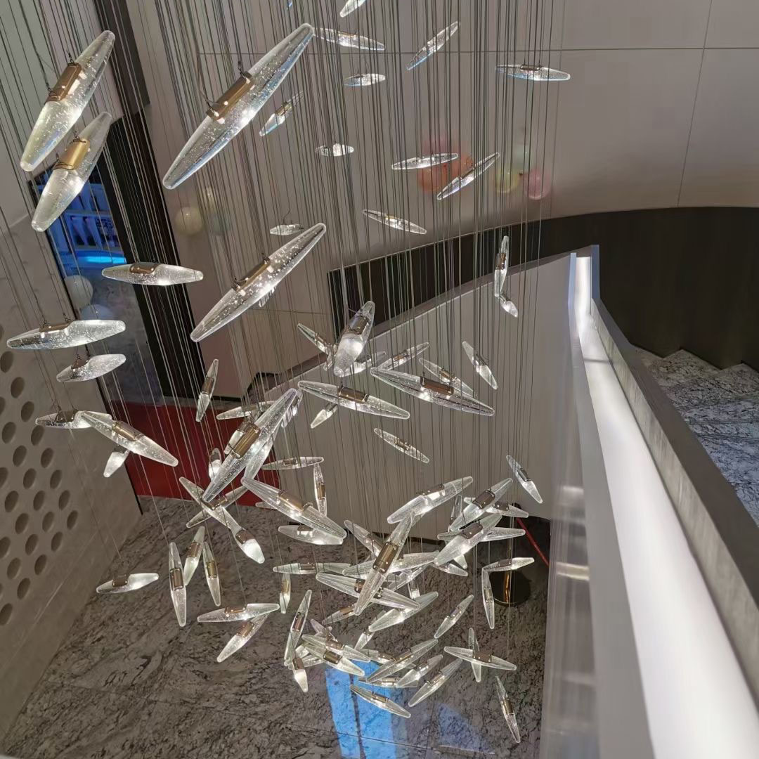 Modern Hitecdad Villa Hotel Glass LED Interior Decoration Customized Lighting Fixtures Chandeliers