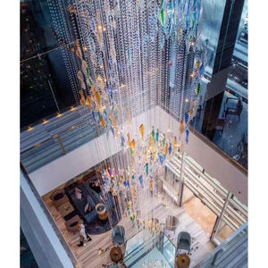 Contemporary Indoor Decoration LED Lighting Hall Hotel Lobby Bespoke Glass Ceiling Led Chandelier