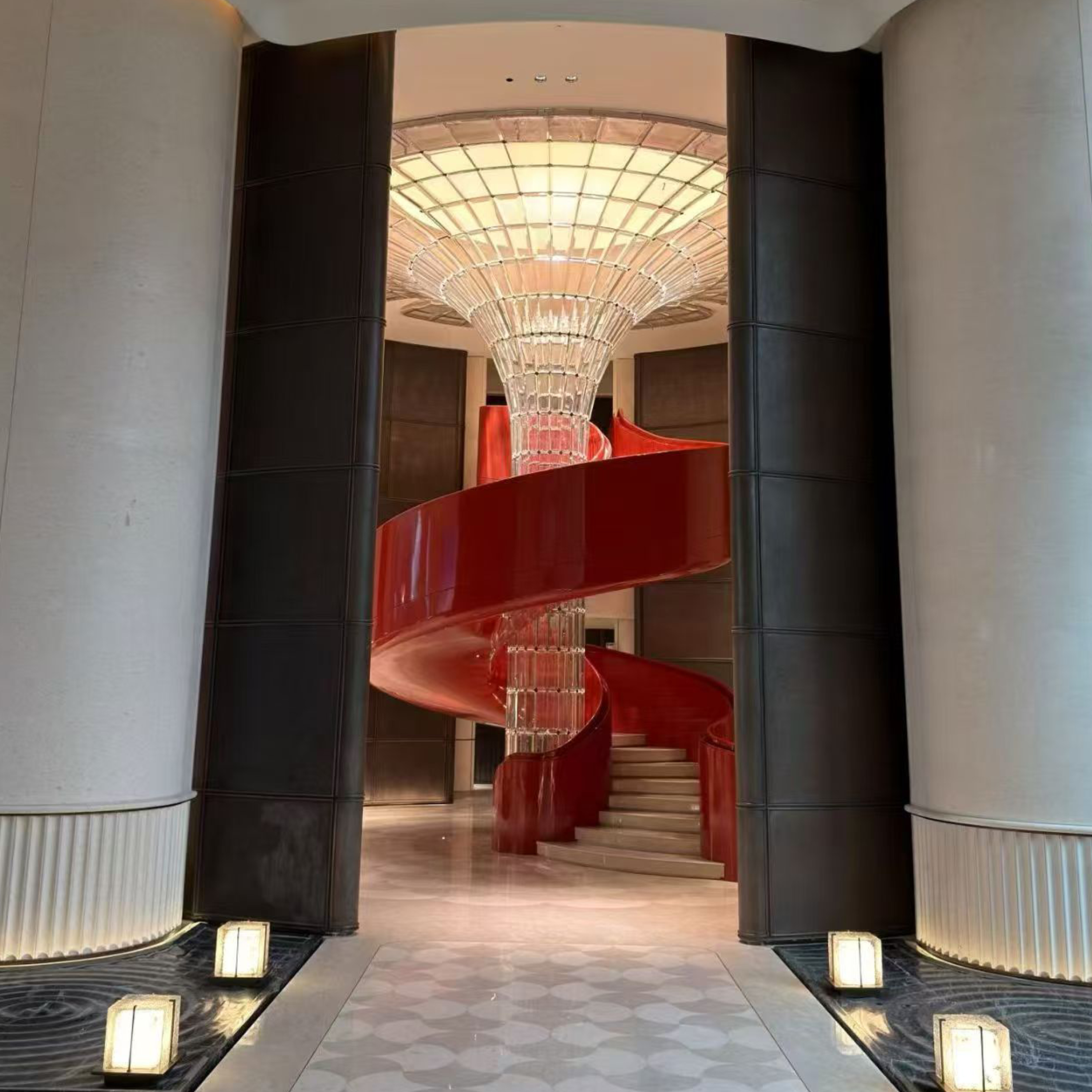 Luxury Crystal Custom Large Hotel Lobby Spiral Staircase Project Modern Chandelier Pendant Lights