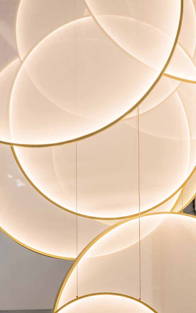 Large Modern Art Custom Interior Decoration Chandeliers High Ceiling Hotel Lobby Showroom Design Fabric Chandelier (10)