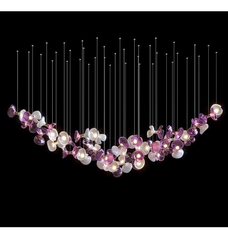 Modern Hotel Lobby Decoration Lighting Dining Room Living Room Custom Glass Chandeliers Pendant Lighting (11)