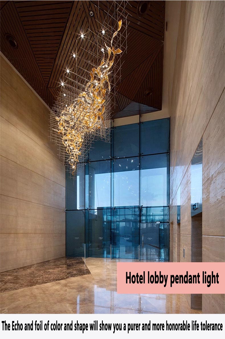 Modern Project Design Staircase Banquet Hall Hotel Lobby Modern Project Non-standard Custom Hotel Hand Blown Glass Chandeliers (6)