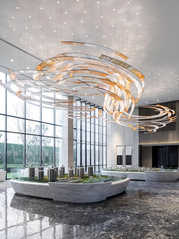 Hotel Lobby Banquet Hall Model Room Artistic Modeling Creative Decoration Custom Chandelier Pendant Lighting (7)