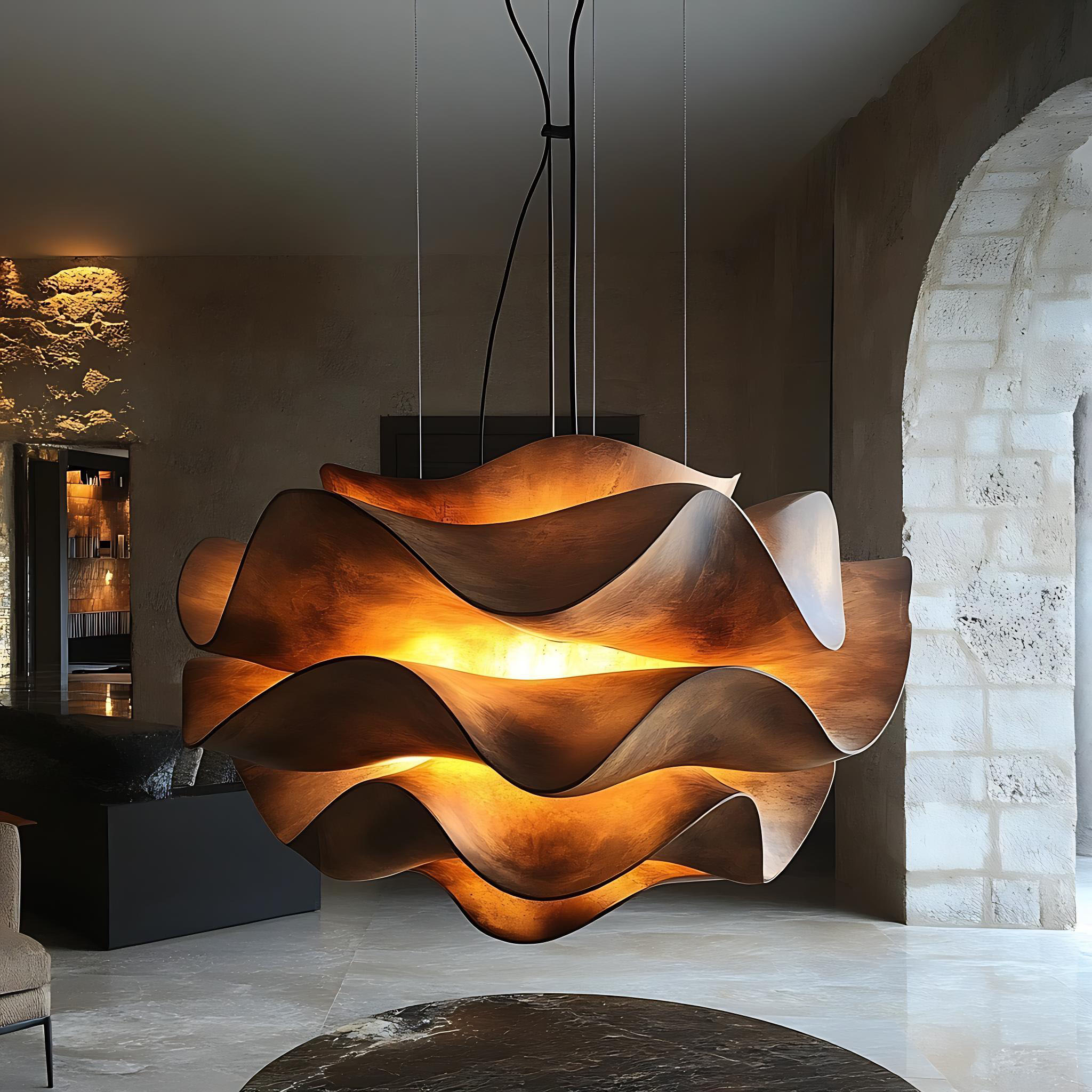 Modern Lobby Hanging Spiral Clear Acrylic Pendant Lamp Chandelier