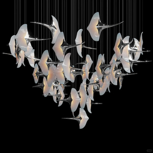Professional Custom Fan-shaped ceramic Crystal Glass Chandelier Luxury Modern Lighting