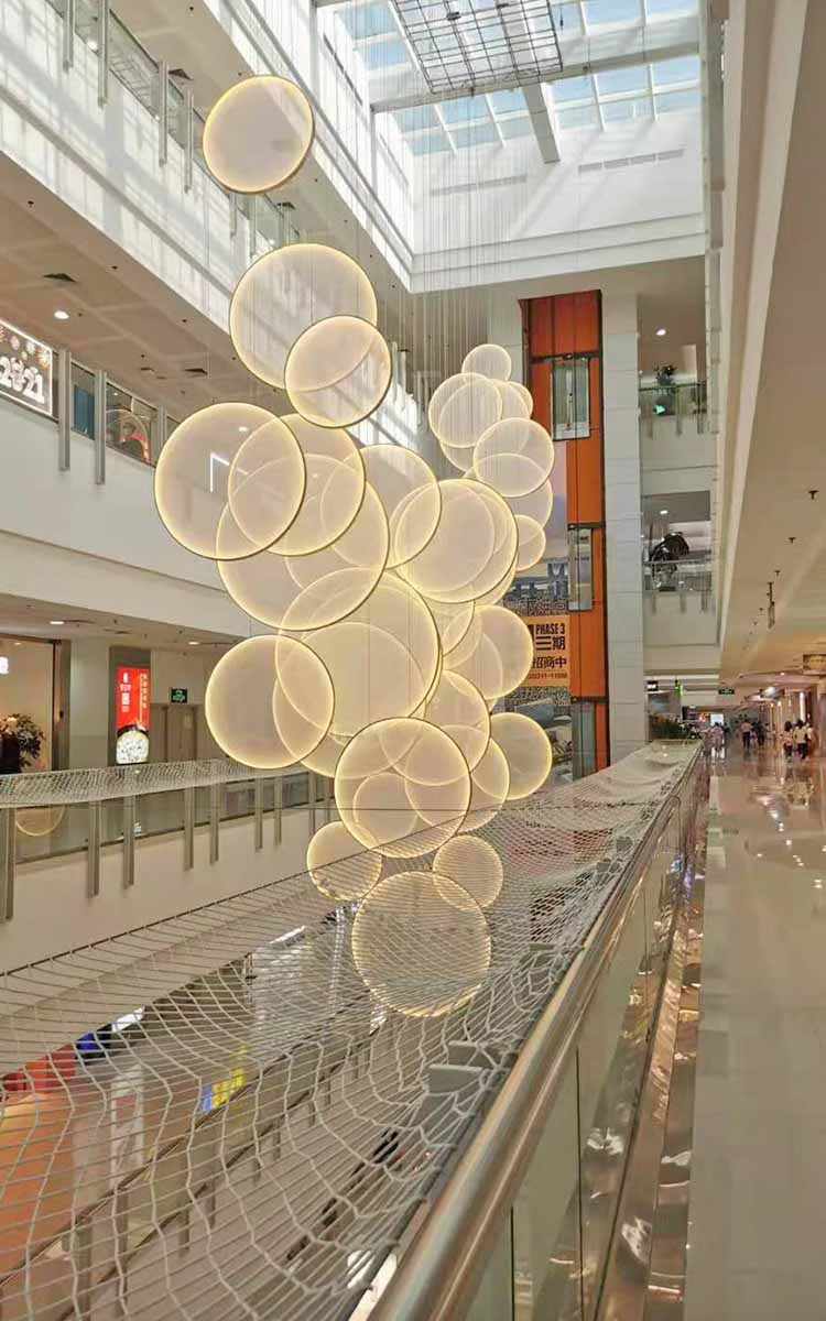 Large Modern Art Custom Interior Decoration Chandeliers High Ceiling Hotel Lobby Showroom Design Fabric Chandelier (9)