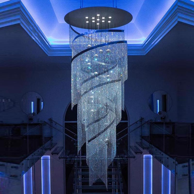Luxury Design Big Chandelier for High Ceiling Hotel Home Staircase Luxury Entrance Crystal Chandelier Pendant Light